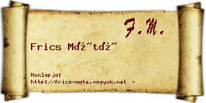 Frics Máté névjegykártya