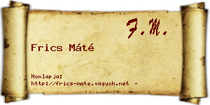 Frics Máté névjegykártya